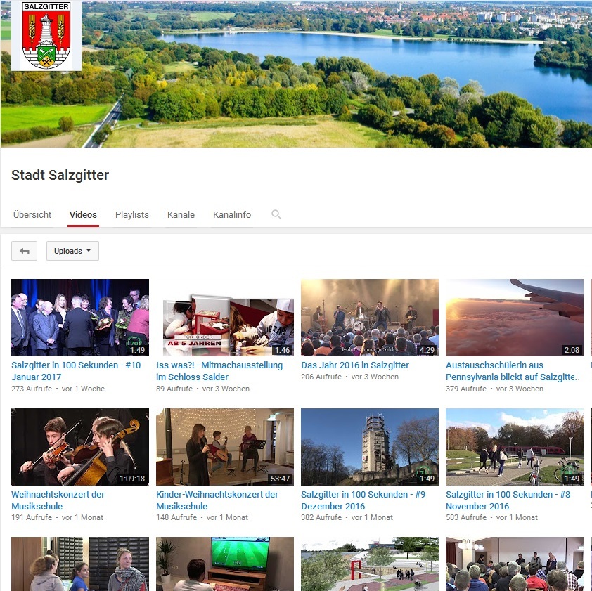 Auf dem Youtube-Kanal von Salzgitter können die Besucher 315 Videos rund um die Stadt anschauen. 