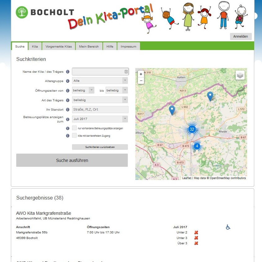 Auf dem Kita-Portal können sich die Eltern durch das Angebot der Stadt klicken.