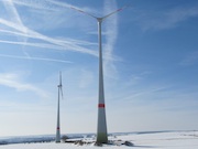 Trianel Windpark Eisleben: Fast 180 Meter hohe Anlagen produzieren Strom.