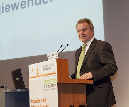 Baden-Württembergs Umweltminister Franz Untersteller betonte in seiner Rede die lokale Perspektive bei der Umsetzung der Energiewende.