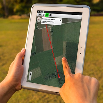 Neue Version von Cadenza Mobile GIS 2go: Kompass und Richtungsanzeiger helfen bei der Orientierung im Feld.