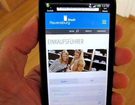 Ravensburg informiert online über Shopping-Möglichkeiten.