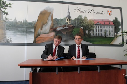 Mit der Vertragsunterzeichnung wurde die Stadt Brandis offiziell zur Sächsischen Innovationskommune 2014-2016.