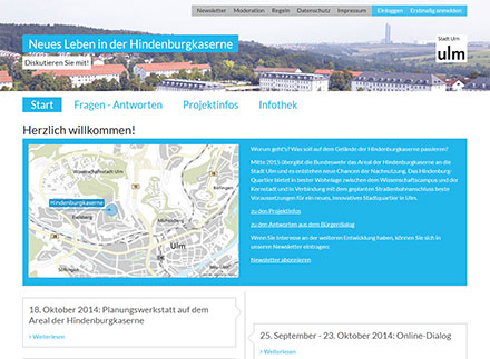 Ulm: Bürgerdialog zur Umwandlung einer ehemaligen Bundeswehrkaserne fand via Open-Source-Lösung aus der Cloud statt. 