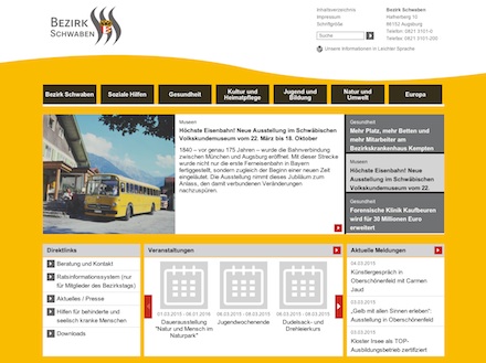 Die neue Homepage des Bezirks Schwaben präsentiert sich barrierefrei.