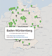 Das Portal Open Data Map bietet vergleichende Recherchen auf kommunaler Ebene an.