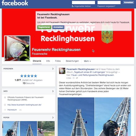 Nicht nur die Feuerwehr hat sich in Recklinghausen erfolgreich bei Facebook positioniert.