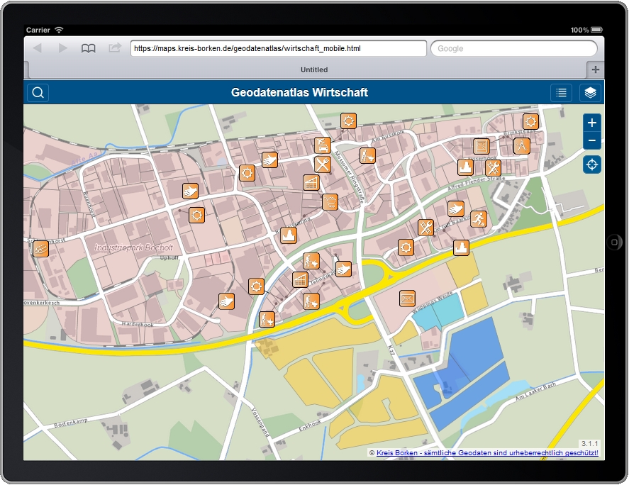 Der Zugriff auf den Geodatenatlas des Kreises Borken ist nun auch über Smartphone und Tablet möglich.