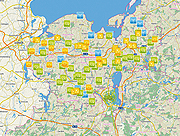 Blick auf den Landkreis Nordwestmecklenburg mit ausgewählten Erneuerbare-Energien-Anlagen.