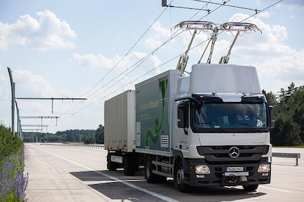 Oberleitungs-Lkw: Strom soll auch im Verkehrssektor zum wichtigsten Energieträger werden.