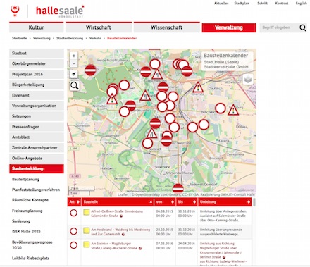 Baustellenkalender der Stadt Halle (Saale): Alle Baumaßnahmen im Blick.
