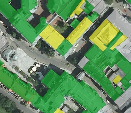 Ein Gründachpotenzialkataster weist für eine Bepflanzung geeignete Dächer in der Stadt Neuss aus.