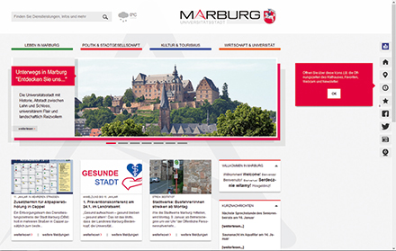 Stadtportal Marburg: Aufmacher-Bilder mit Slider-Technik.