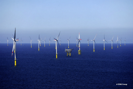 Die 78 Siemens-Windkraftanlagen des Nordsee-Offshore-Windparks Borkum Riffgrund 1 gingen im Oktober 2015 offiziell in Betrieb. Eigentümer ist Dong Energy.