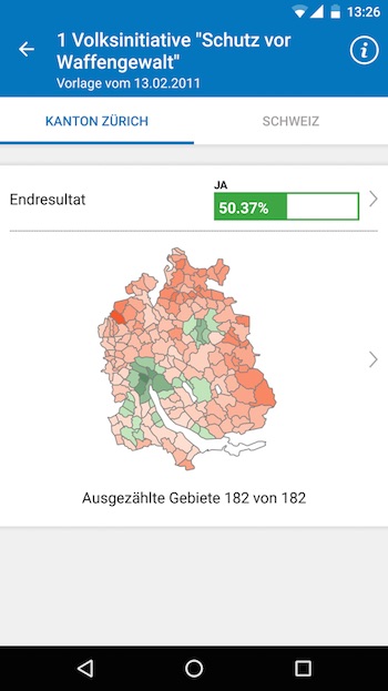 Über eine neue App des Kantons Zürich kann mobil auf Abstimmungsergebnisse von Wahlen zugegriffen werden. 