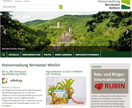 Die relaunchte Website des Kreises Bernkastel Wittlich ist auch auf mobilen Endgeräten optimal nutzbar.