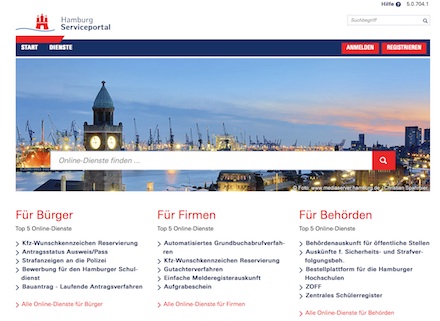 Hamburger Online-Serviceportal in neuem Design. 