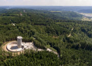 Baufortschritt beim Naturstromspeicher Gaildorf: Windkrafttürme speichern das Wasser in ihrem Inneren.