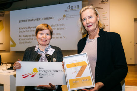 Herten wird von der dena als Energieeffizienz-Kommune ausgezeichnet.