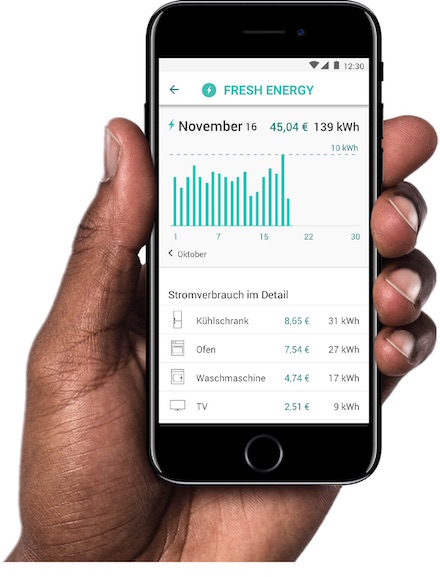 Mithilfe einer App können Kunden ihren Stromverbrauch in Echtzeit kontrollieren und visualisieren.