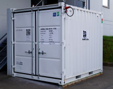 Per Lkw zum Verbraucher: Bei der mobilen Ausführung ist das Speichermaterial in Standardcontainern untergebracht.