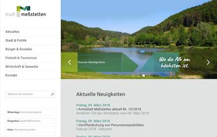 Meßstettens neue Website verfügt über Responsive Design und gewährt Zutritt zu unterschiedlichen Bürgerservices.