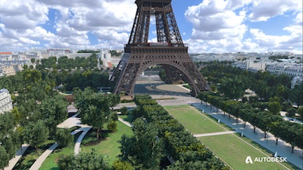 Das Unternehmen Autodesk hat eine detailgetreue 3D-Abbildung des Eiffelturms und seiner Umgebung geschaffen. 
