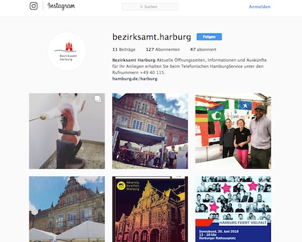 Hamburger Bezirk Harburg nutzt Instagram.