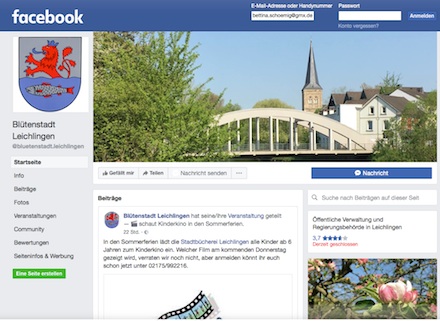 Stadt Leichlingen informiert jetzt auch auf Facebook. 