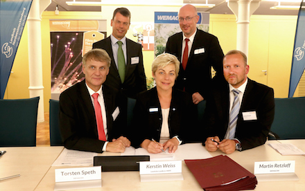 Unterzeichnung des Zuwendungsvertrags für den Breitband-Ausbau im Kreis Nordwestmecklenburg.