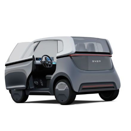 Fast quadratisch, praktisch, smart: E-Carsharing-Auto SVEN. 