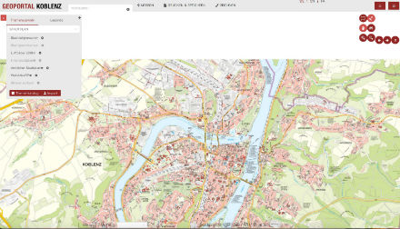 Digitaler Stadtplan der Stadt Koblenz wurde zur Web-Anwendung weiterentwickelt.