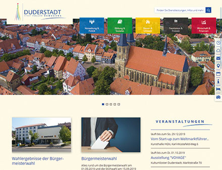 Duderstadt-Website in neuem Design.