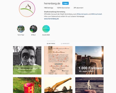 Herrenberg präsentiert sich auf Instagram.