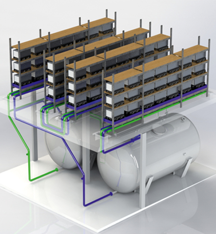 3D-Modell der Redox-Flow-Batterie am Fraunhofer ICT.