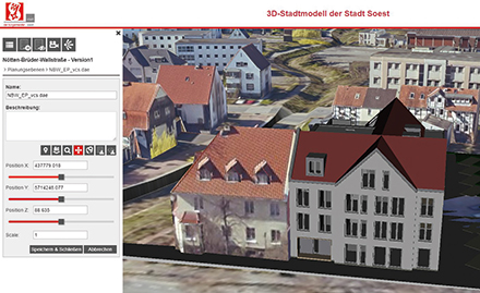Bauvorhaben können im Soester 3D-Modell in die Stadtansicht eingefügt werden.