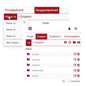Lehrer und Schüler können über die Benutzerverwaltung angelegt und in Klassen zusammengeführt werden.