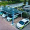 Mit dem Umzug in die neue Unternehmenszentrale verbanden die Stadtwerke Rodgau den Aufbau eines Solarcarports, das die E-Fahrzeugflotte auflädt.