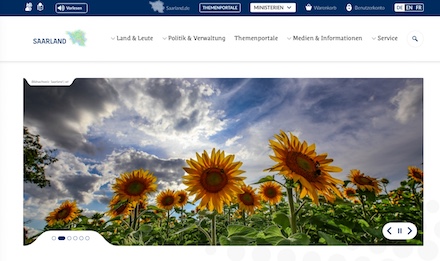 Die neue Website des Saarlandes basiert auf dem Government Site Builder 10.1.