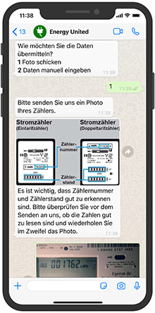 Die KI-gestützte Branchenlösung WhatsEnergy ermöglicht es Nutzern, ihren Zählerstand über WhatsApp oder andere Messenger-Dienste zu übermitteln.