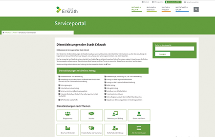 Jetzt gestartet: Das neue Serviceportal der Stadt Erkrath.