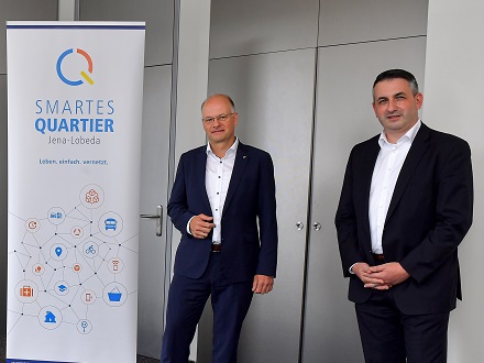 Die jenergie-Geschäftsführer Tobias Wolfrum (links) und Gunar Schmidt starten mit der neuen Tochter der Stadtwerke Jena für smarte Services durch.