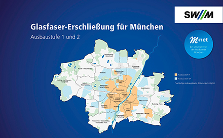 Zweite Ausbauphase in München auf der Zielgeraden: 200.000 Anschlüsse wurden von den Münchner Stadtwerken (SWM) an Glasfaseranbieter M-net übergeben.