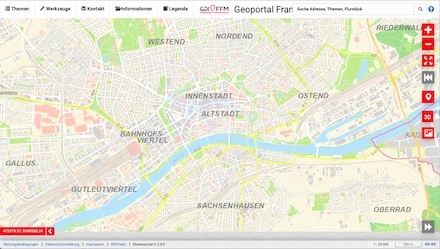 Das Frankfurter Geoportal wartet mit kostenfreien Karteninformationen sowie Open-Data-Angeboten auf.