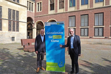 Münsters Oberbürgermeister Markus Lewe (links) und Nachhaltigkeitsdezernent Matthias Peck wollen die Anstrengungen für den Klimaschutz intensivieren.