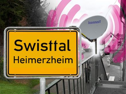 In den vom Hochwasser stark betroffeneren Heimerzheim testen die Deutsche Telekom und Eutelsat derzeit den Einsatz von Satelliten für die Breitband-Versorgung.
