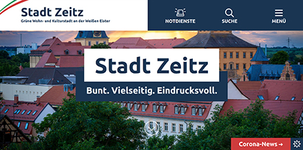 Screenshot: Startseite der Stadt Zeitz