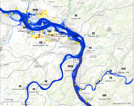 Im Geoportal der Bundesanstalt für Gewässerkunde können unter anderem Hochwasserrisikokarten abgerufen werden. 