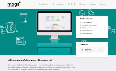 Mit neuer Optik und mehr Services präsentieren sich die Mönchengladbacher Abfall-, Grün- und Straßenbetriebe (mags) im Web.