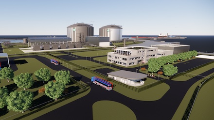 Visualisierung des geplanten LNG-Terminals in Stade.